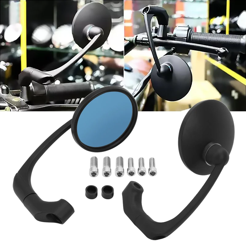 

Motorcycle Universal 8/10mm Rear View Black Round Retro Oval Side Rearview Mirror For Cafe Racer Scooter Motorbike Chopper