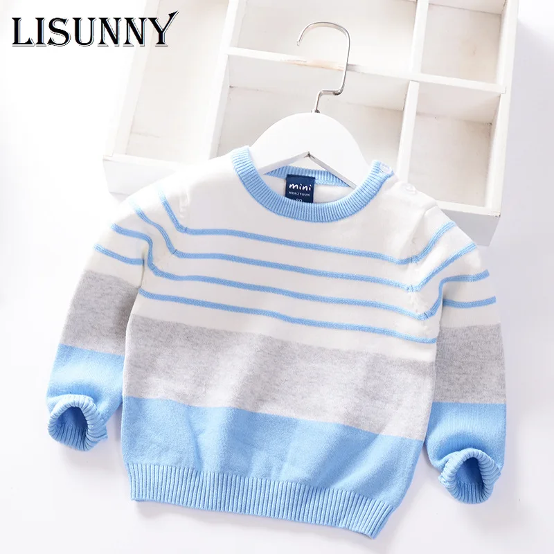 

6 Fashion Boys Sweater Children Knitted Pullover Clothes 2022 Autumn New Boy Baby Child Cotton Striped Infant Baby Sweaters 1-6Y