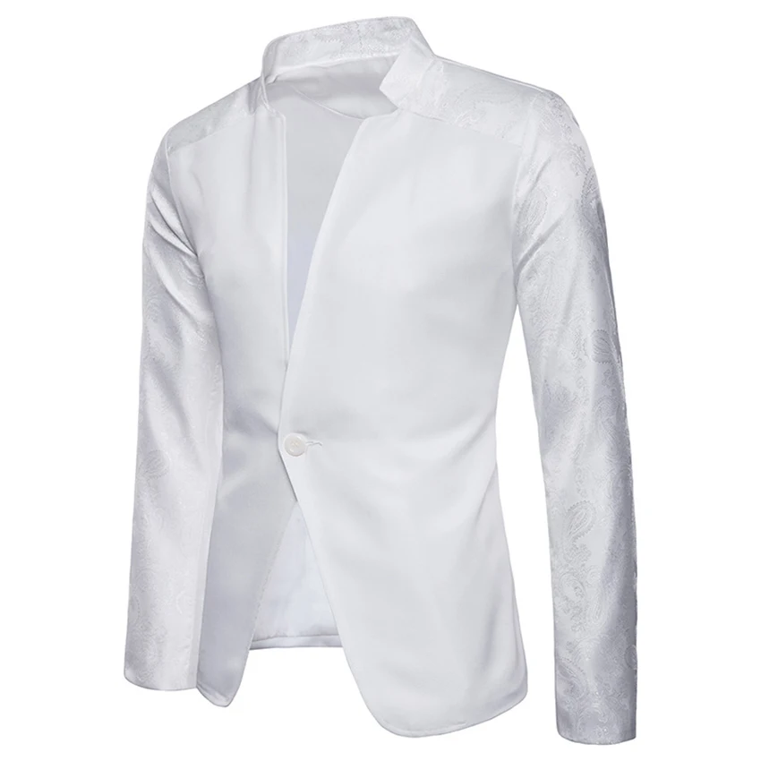 

Mens Stand Collar Solid Suit New Autumn Male Fashion Patchwork Suit Jacket Man Casual Jacket Masculine Clothing