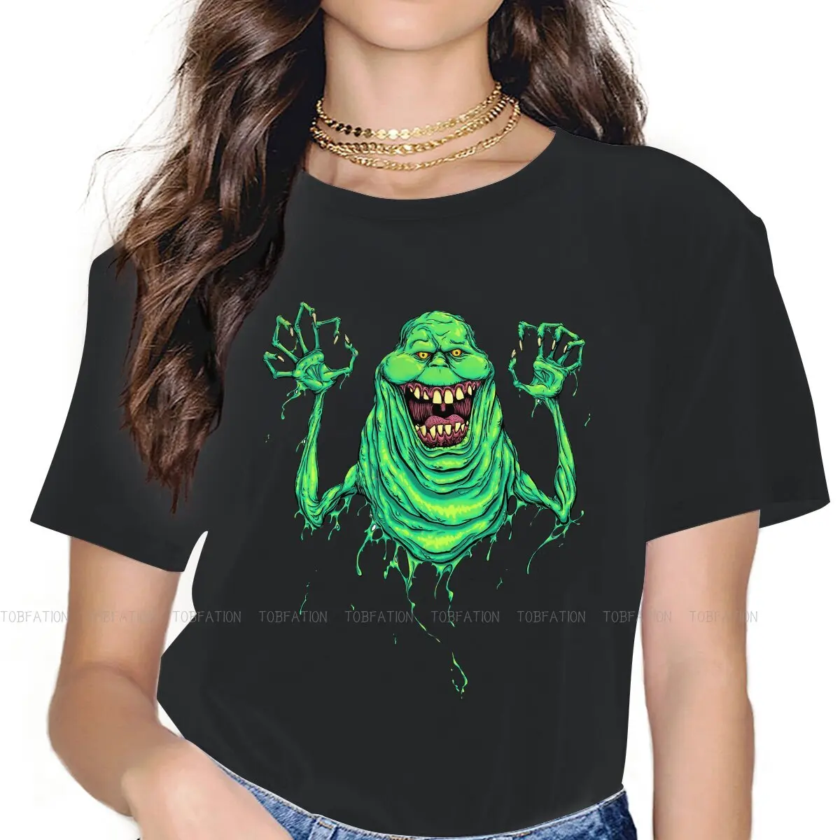 

Slimer-отвратительная Женская одежда, одежда, Охотники за привидениями, большие размеры, футболка в стиле Харадзюку, винтажный женский топ