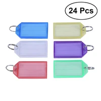 24pcs multicolor plastic key fobs luggage id tags labels hotel number classification card key rings keychain mixed color