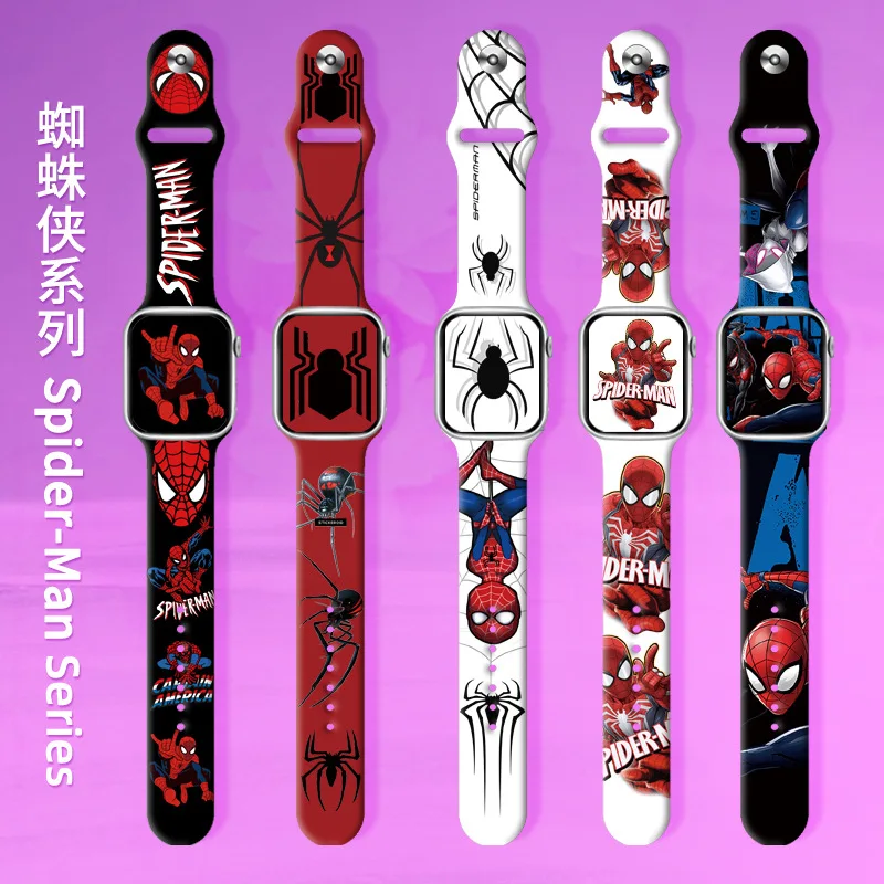 

Spider-Man print strap For Apple Watch Strap Silicone for iWatch 6 5 4 3 2SE Replacement watch band 38mm 41mm 44mm 45mm gifts
