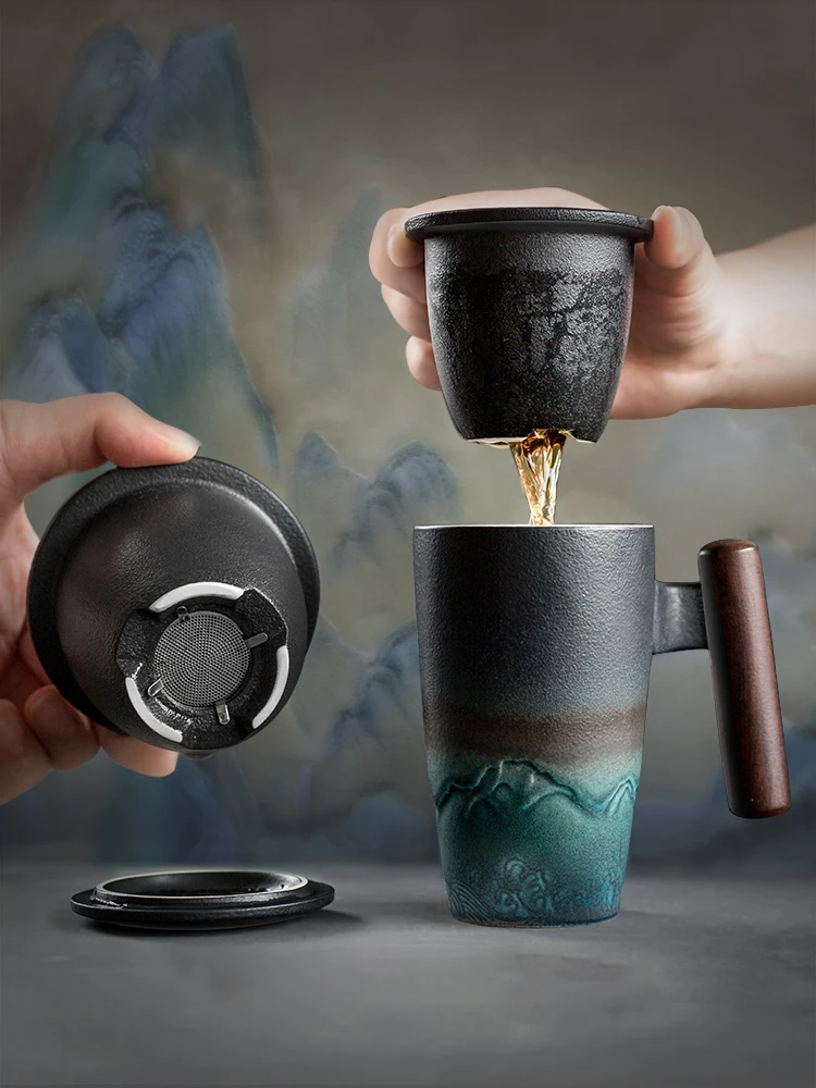 

Creative Retro Mug Ceramic Large Tea Cup Coffee Handmade Pottery Mug Cups and Mugs Business Gift Set Bol Traditionnel Chinois