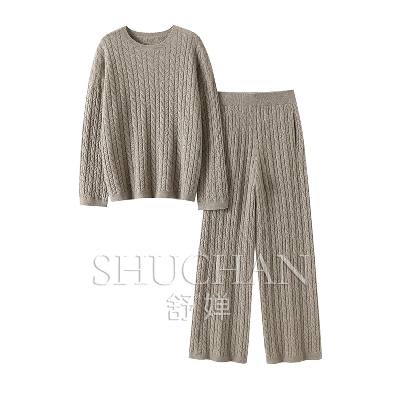 Рубашка из 100% чистого кашемира женский вязаный свитер с круглым вырезом + прямые