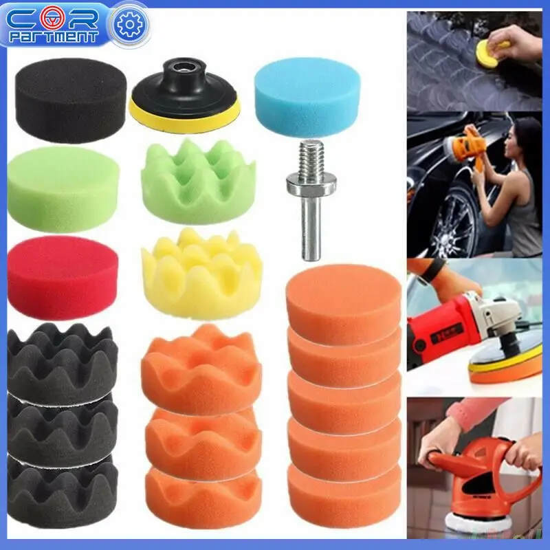 

Car Polishing Disc 19pcs 3"Inch Polishing wheel Buffing Waxing Sponge Wool Wheel Polishing Pad For Car Polisher Drill Adapter