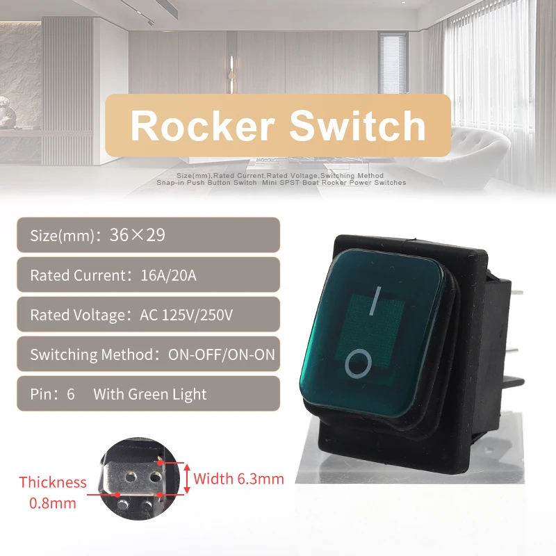 

1 шт. KCD4 36x29 мм водонепроницаемый кулисный переключатель 4/6Pin 2/3-позиционный тумблер для лодки и морского автомобиля со светодиодной подсветкой 16A/250 В 20A/125 В