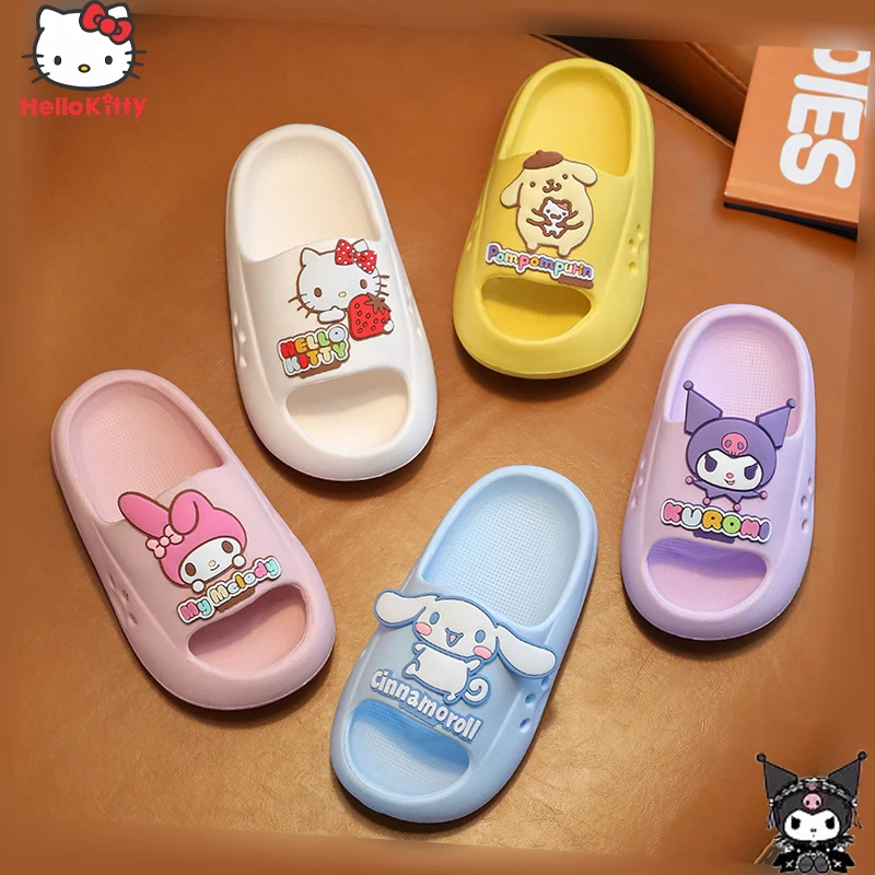 

Kawaii Sanrio Hello Kitty Slippers Anime Kuromi My Melody Cinnamoroll Baby Children's Summer Soft Bottom Comfortable Slippers