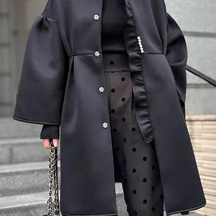 Японское осенне-зимнее новое черное платье-рубашка kushiki 2024