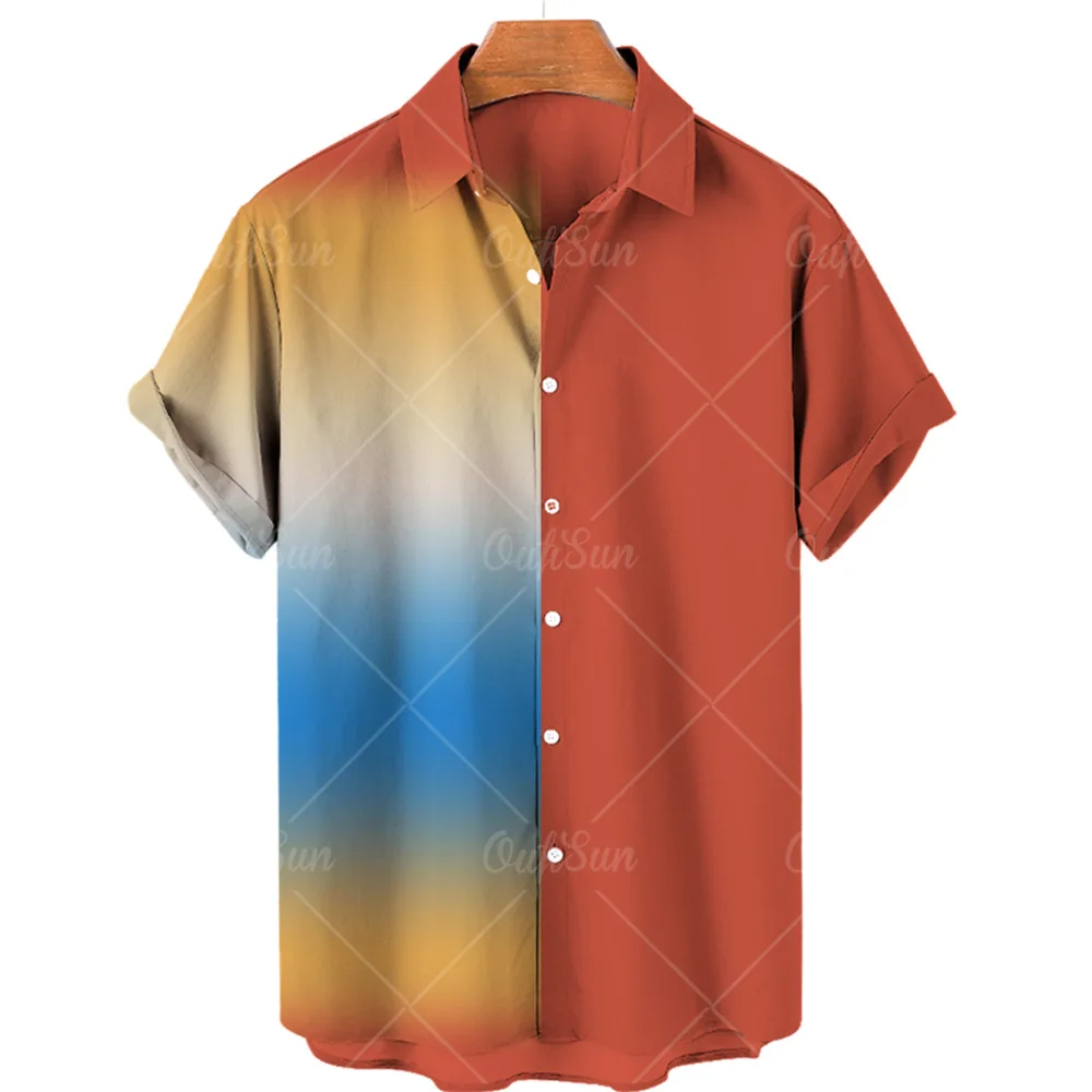 

New Fashion Casual Print Hawaiian Shirt 3D Gradient Print Couple Shirt Men's Beach Shirt