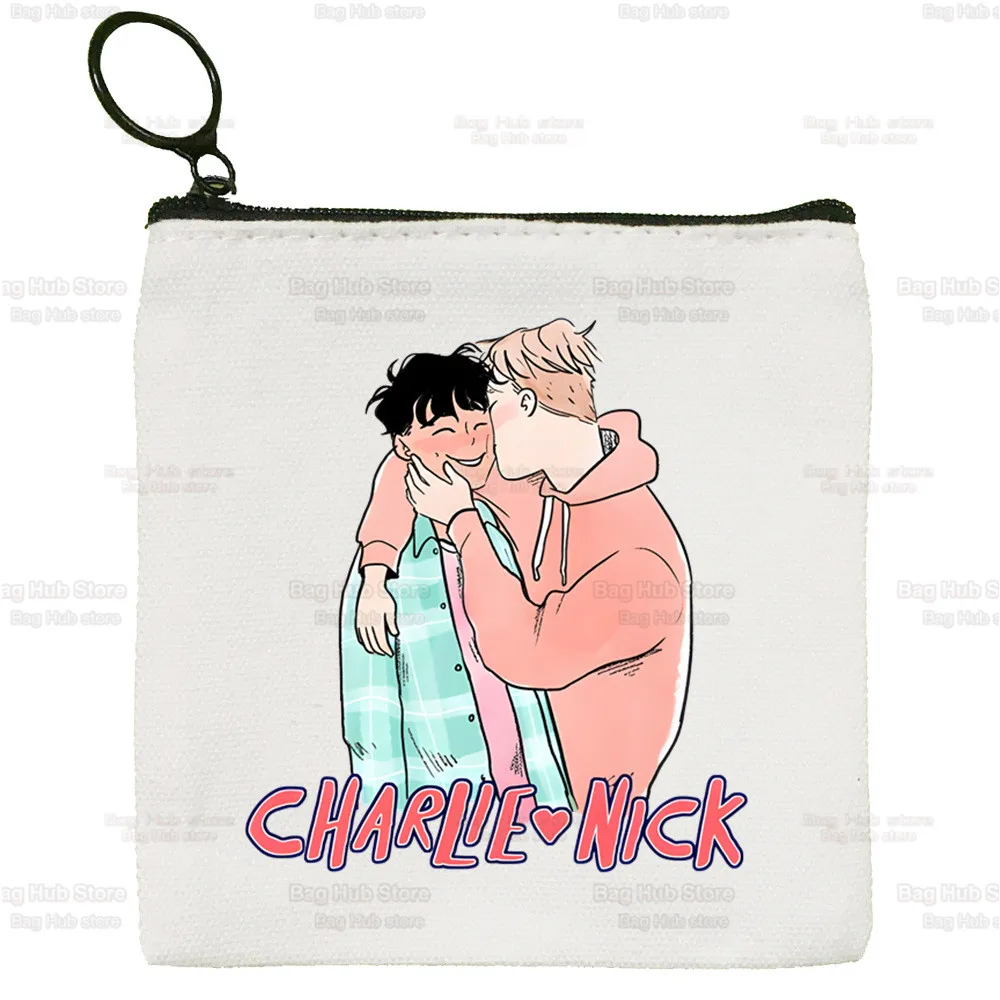 Heartstopper Square Bag Coin Purse Small Bag Nick and Charlie Card Bag Key Bag Coin Romance Tv Show Clutch Bag Zipper Key Bag