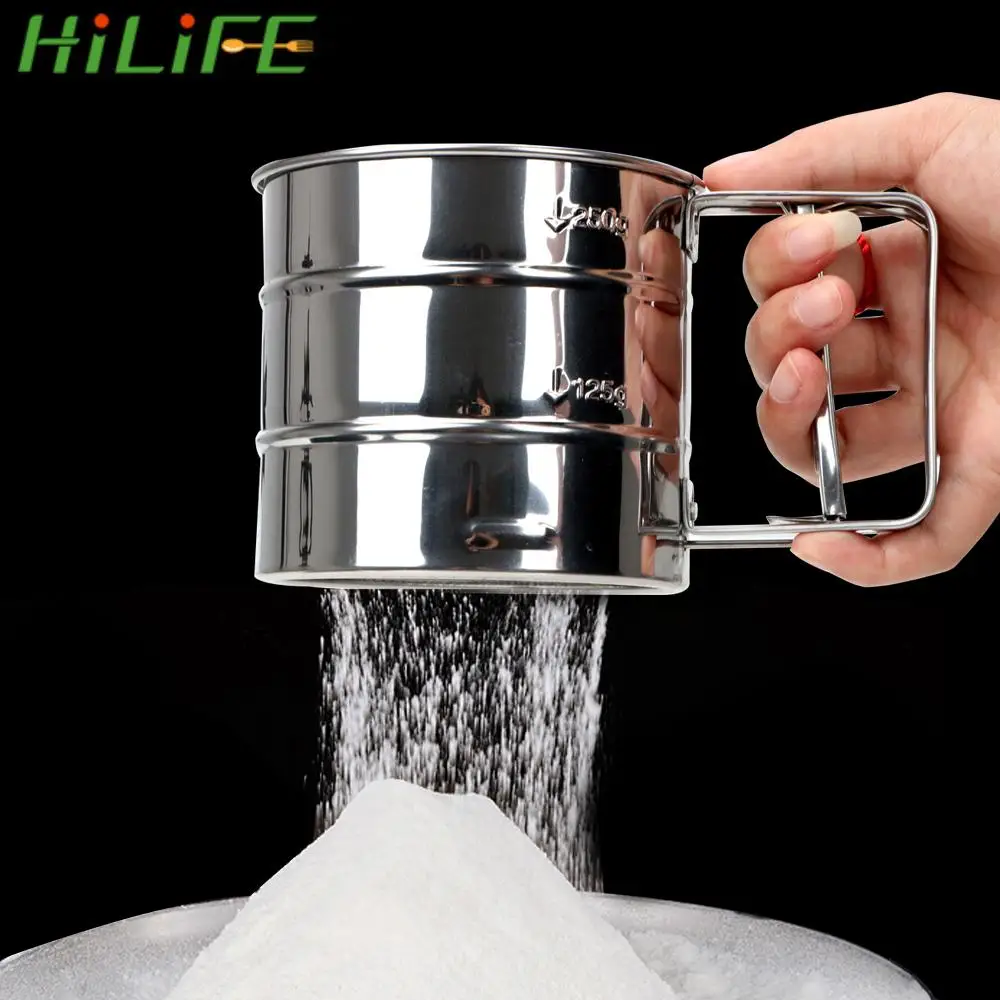 

HILIFE Stainless Steel Sieve Cup Powder Flour Mesh Sifter Cup Pastry Baking Tools Baking Icing Sugar Shaker Bakeware