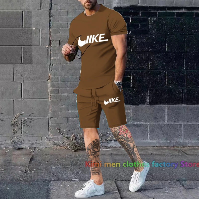 Cotton Set Men Oversized Brand printing TShirts Shorts Sets 2 Piece Outfits Sets for Men 2023 New Summer Streetwear Tracksuit