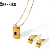 qeenkiss js806 fine wholesale fashion party birthday wedding gift bottle titanium stainless steel necklaceearrings jewelry set