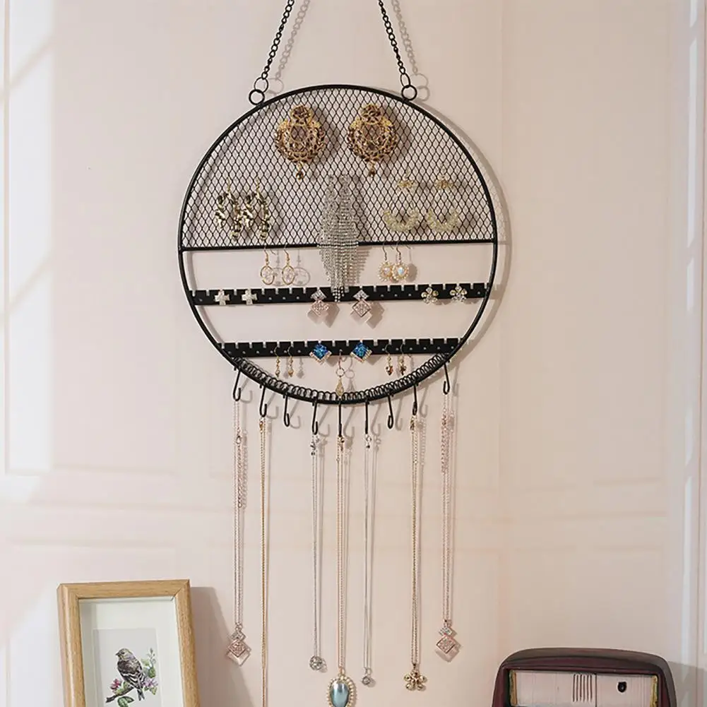 

Useful Cat Ear Earrings Necklace Grid Wall-mounted Hanger Jewelry Wall Hanger Home Supplies Ornamental