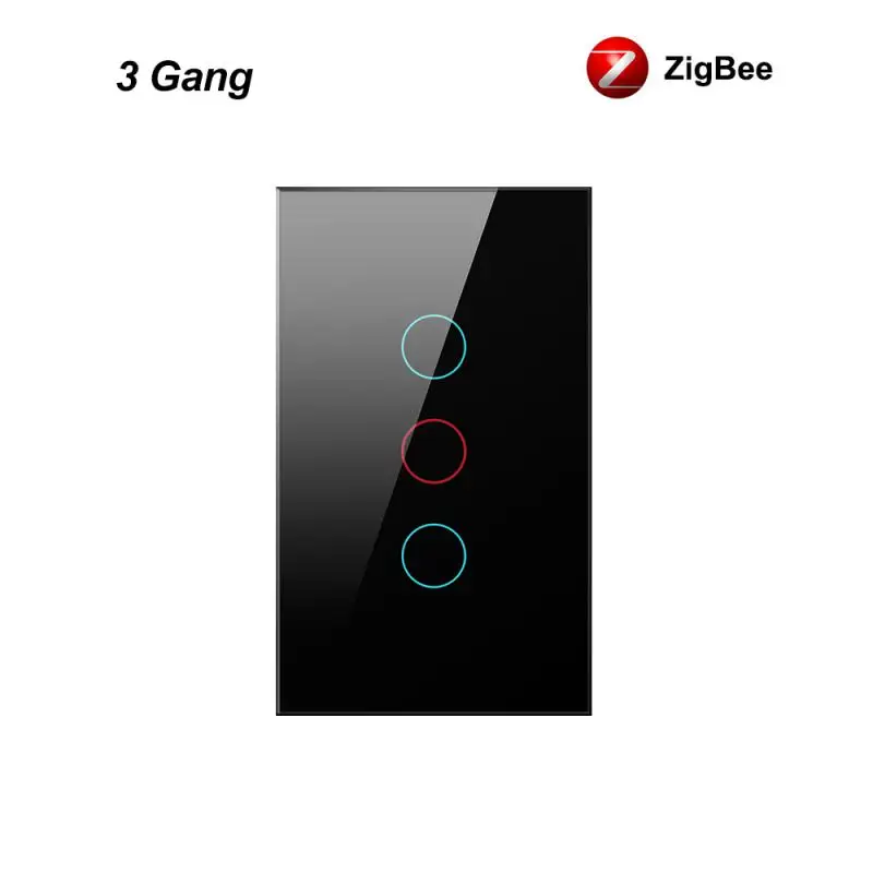 

Tuya Zigbee Smart Switch,No Neutral Wire Required No Capacitor 1/2/3 Gang Light Touch Switch Works with Alexa Google Home