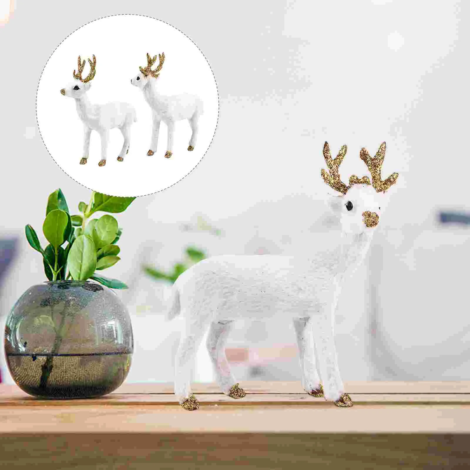 

Deer Figurines Reindeer Christmas Toy Table Mini Animal Decorations Plush Stuffed Cake Garden Decor Sika Decoration Woodland