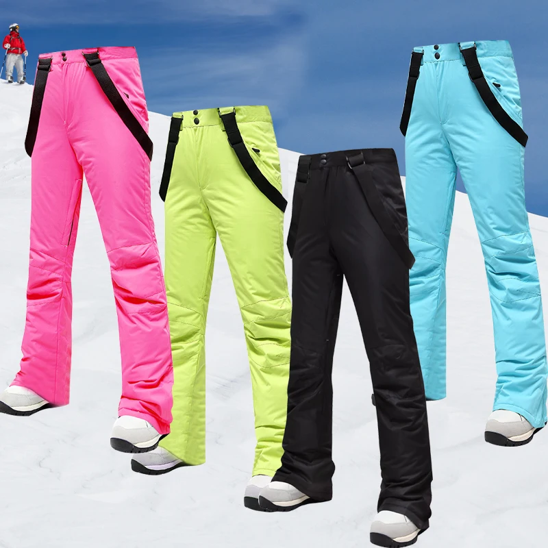 Ski Pants Women Outdoor Thicken Windproof Waterproof Winter Snow Pants  Sports Snowboarding Warm Breathable Overalls Pants Brand