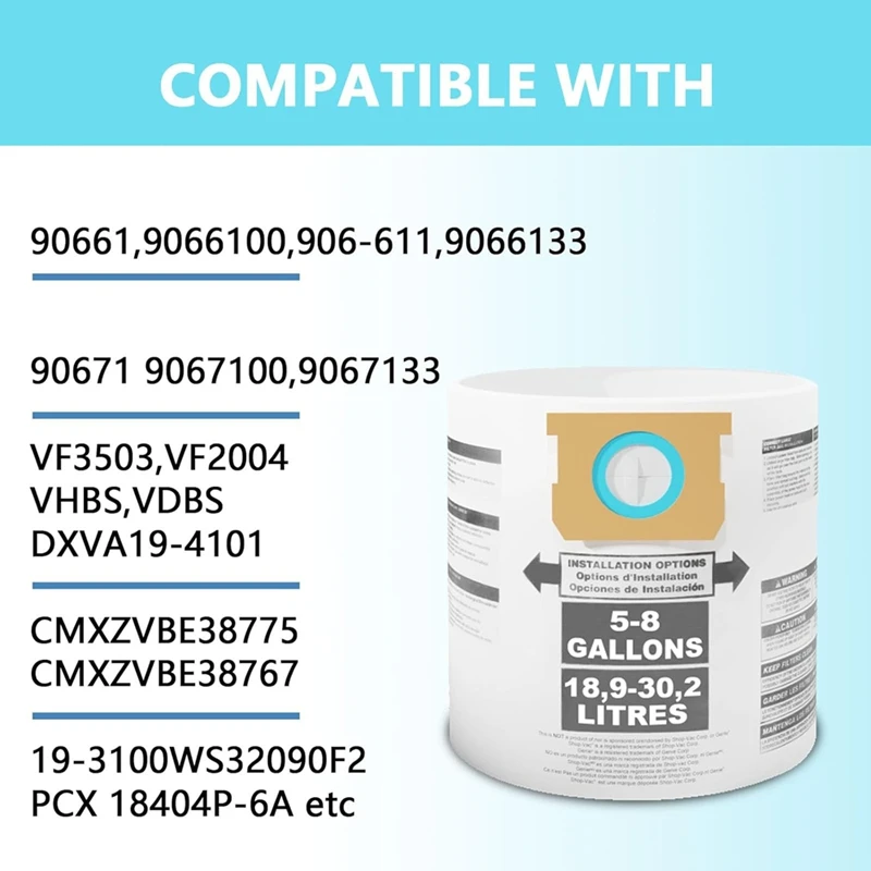 Мешки для пыли магазина в переменном токе 5-8 галлонов вакуумные тип E/H 90661 906-61 9066100