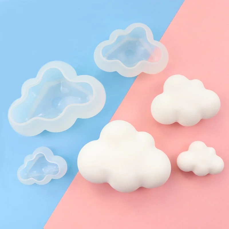 

S/M/L 3D Cloud Shape Chocolate Silicone Mold Mousse Fondant Ice Cube Pudding Candy Soap Candle Molds Baking Cake Decoration Tool