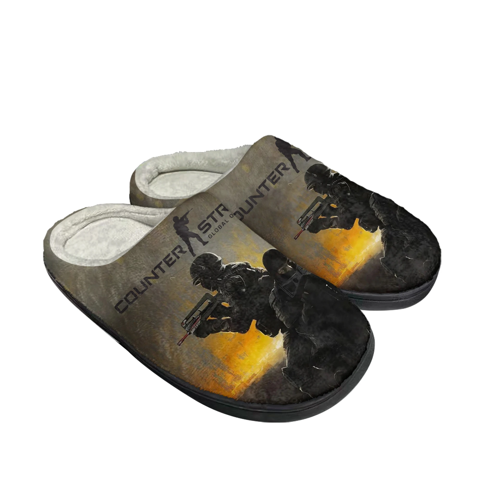 

Cartoon Game Counter Strike Global Offensive Home Slippers Mens Womens Plush Bedroom Casual Keep Warm Shoes Tailor Made Slipper