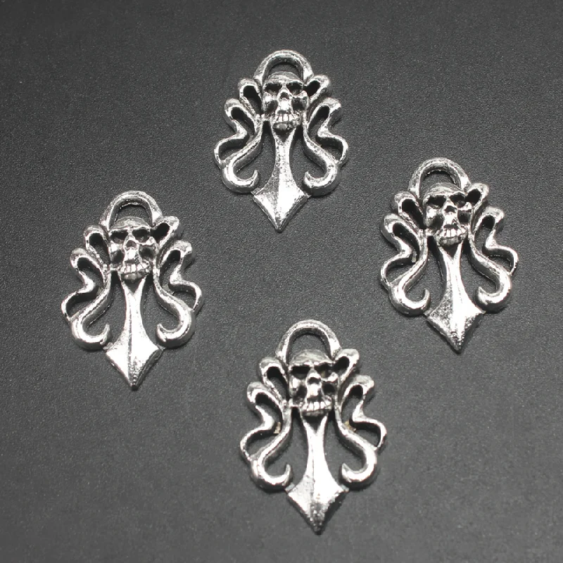 

10pcs Silver Plated Punk Skull Swords Alloy Pendant DIY Charms Earrings Bracelet Jewelry Crafts Metal Accessories 26*17mm M1651