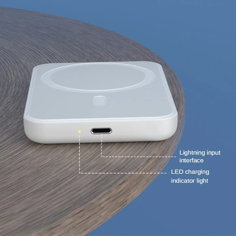 Фото Внешний аккумулятор Magsafe, портативный внешний вспомогательный аккумулятор, тонкий магнитный внешний аккумулятор, беспроводное зарядное ус... №3