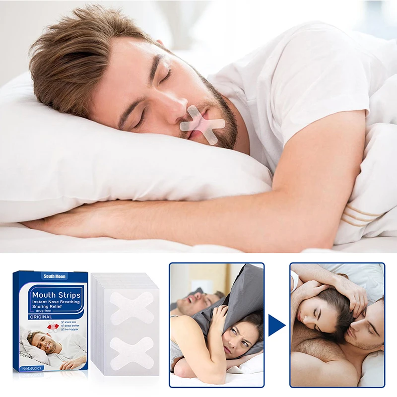 

Полоска для сна, полоска для рта для улучшения дыхания в носу, улучшения сна в ночное время, уменьшения дыхания и храпа, 60 шт.