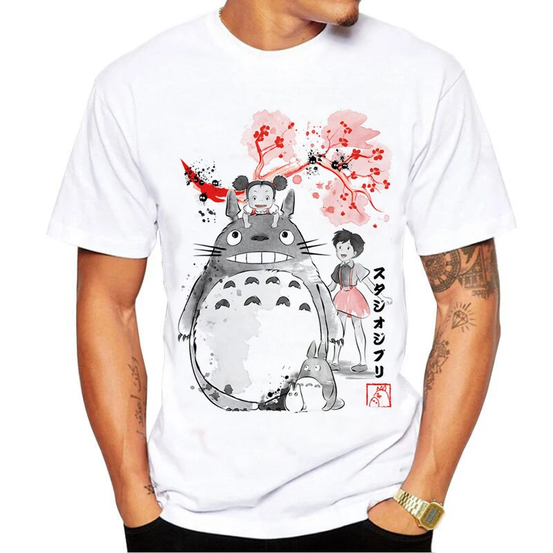 

2021 Hot Anime Totoro T Shirt Men Kawaii Summer Tops Graphic Tees japan cartoon clothing