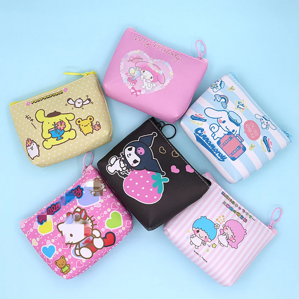 

Sanrio Hello Kt Kuromi Melody Cinnamoroll 11Cm High Quality Zero Wallet Pu Kawaii Gifts For Girls Pink Cartoon Anime Children