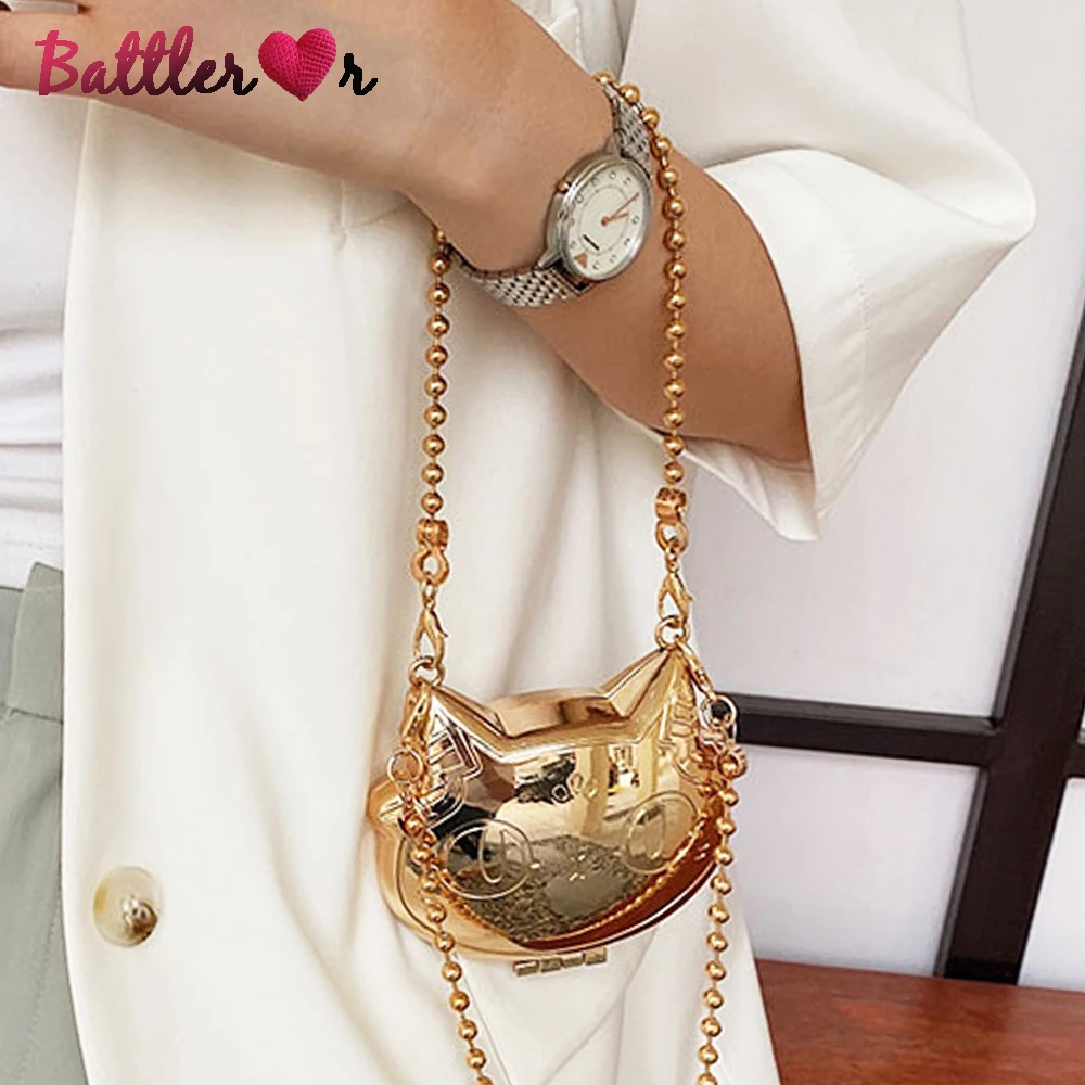 

Luxury Metal Mini Bag for Women 2022 Fashion Cat Heart Shell Shape Lipstick Bag Ladies Trend Party Evening Bag Makeup Coin Purse