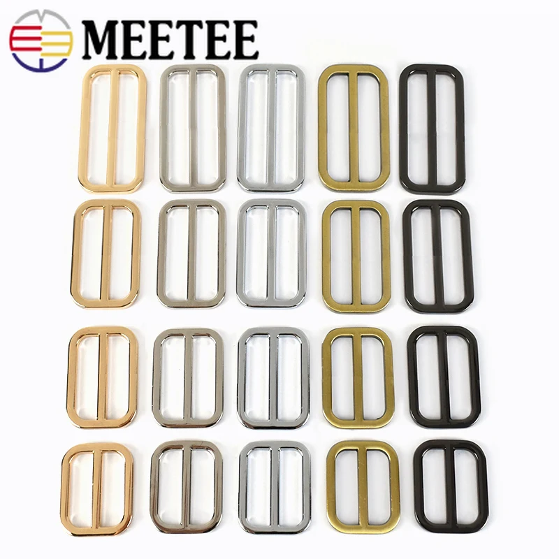 

Meetee 10Pcs 25/32/38/50mm Metal Bag Strap Buckles Belt Clothes Webbing Tri-Glide Slider Adjust Hook DIY Hardware Accessories