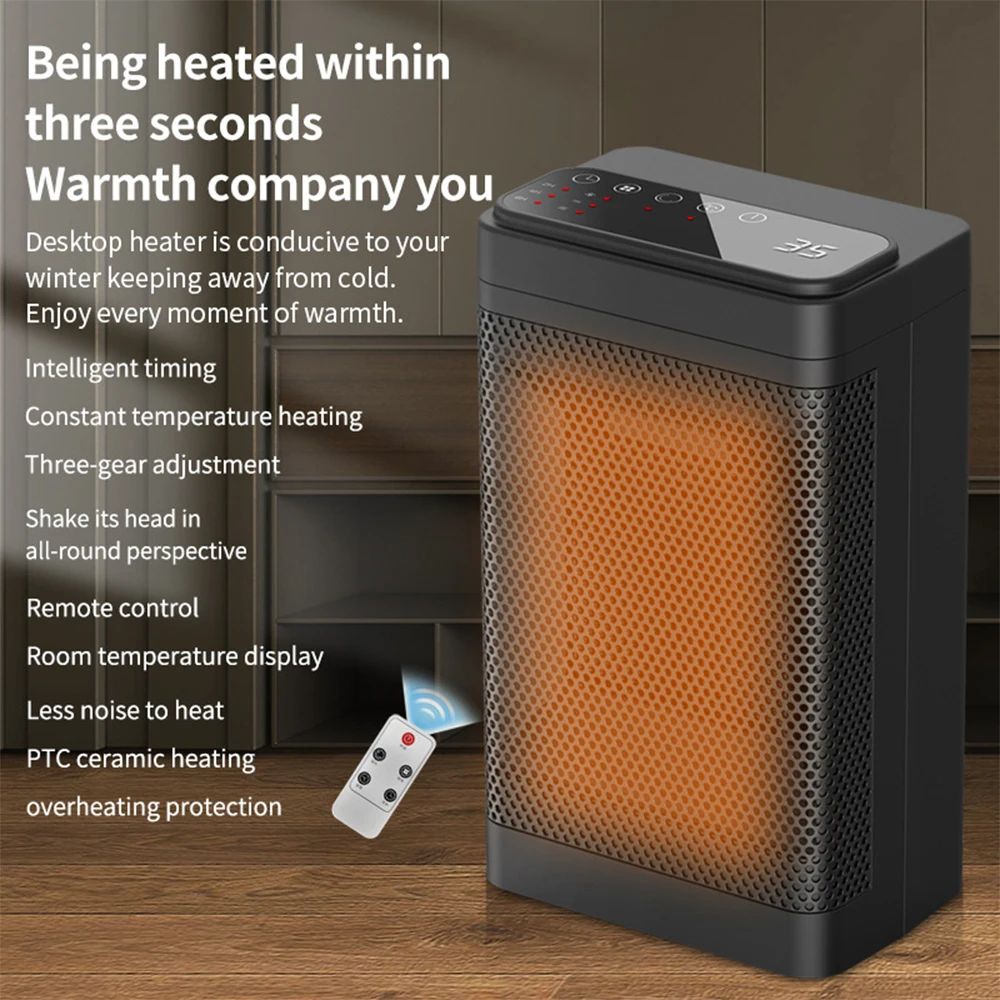

Electric Heater Portable Desktop Mini PTC Heaters 2022 Winter Newest Household Remote Control Silent Fast Heat Warmer Machine