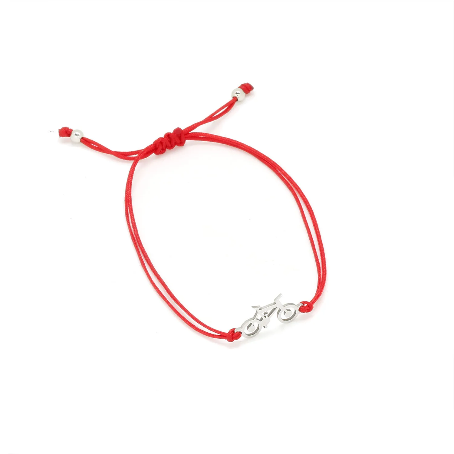 Gold-plated Stainless Steel Delicate Polished Bicycle Charm Bracelet Women Girl Good Punk Mechanic Bike Red String Jewelry Gift images - 6