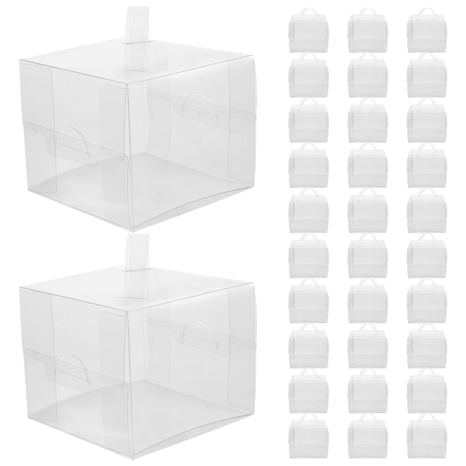 

100Pcs Clear Cake Boxes Cake Boxes with Handles Portable Bakery Boxes Cake Wrapping Boxes