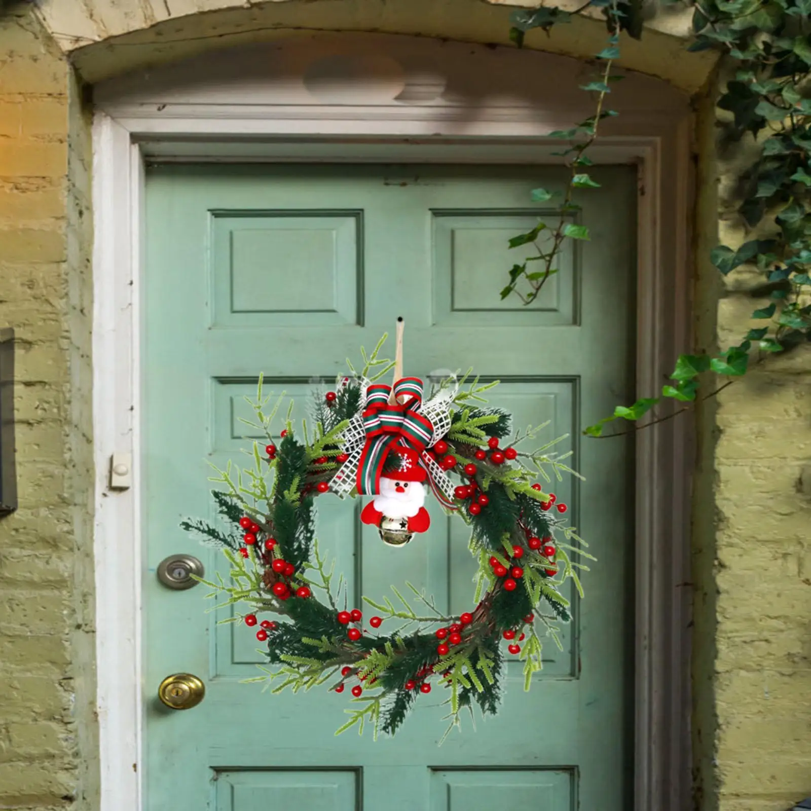 Christmas Wreath for Front Door Xmas 18 inch with Bow Decoration Holiday Fireplace