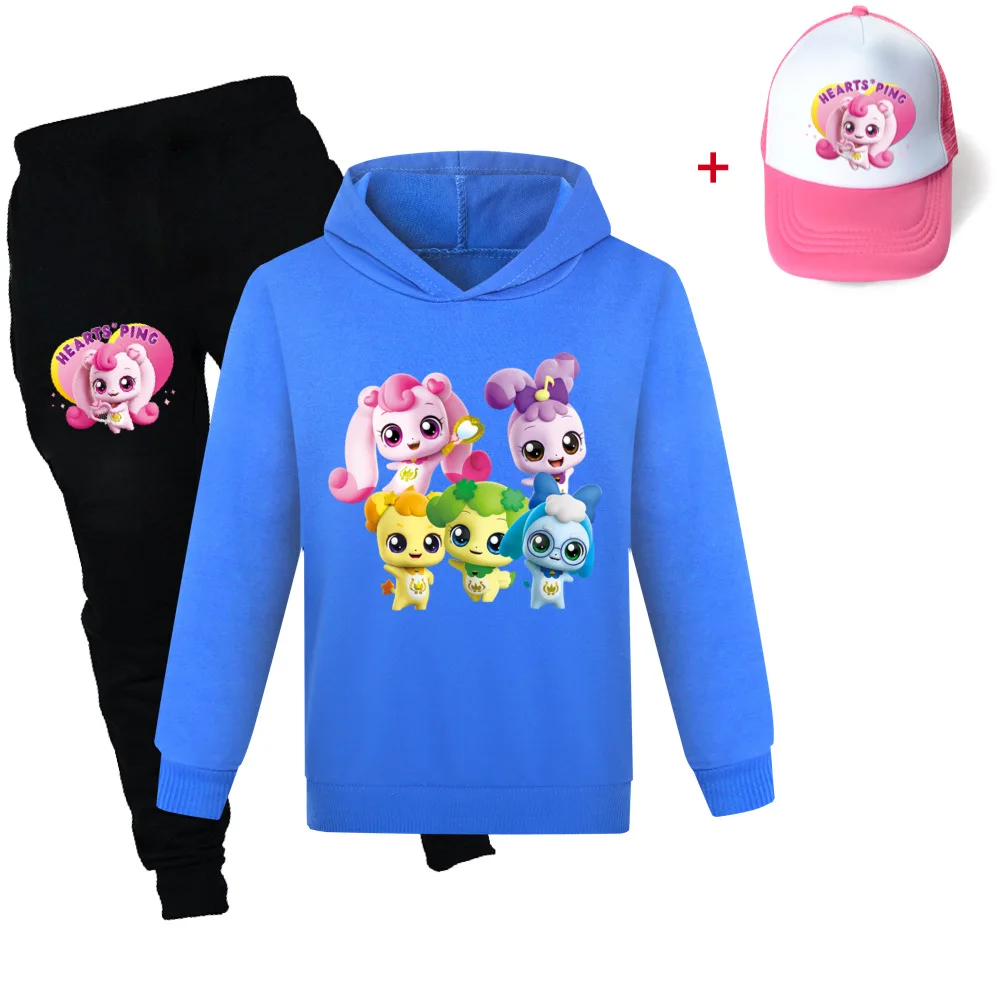 New Fashion Boys Girls Clothes Spring Autumn Kids Heart's ping Sweater,Pants and hat 3pcs Set Children's Clothing Suit 2-16year