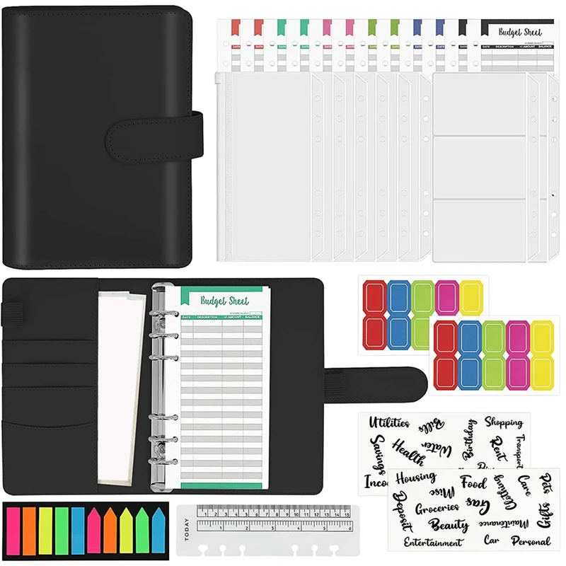 

A6 PU Notebook Binder, Magnetic Buckle Closure Loose Leaf Folder Personal Planner Binder Cover Protector For Writing