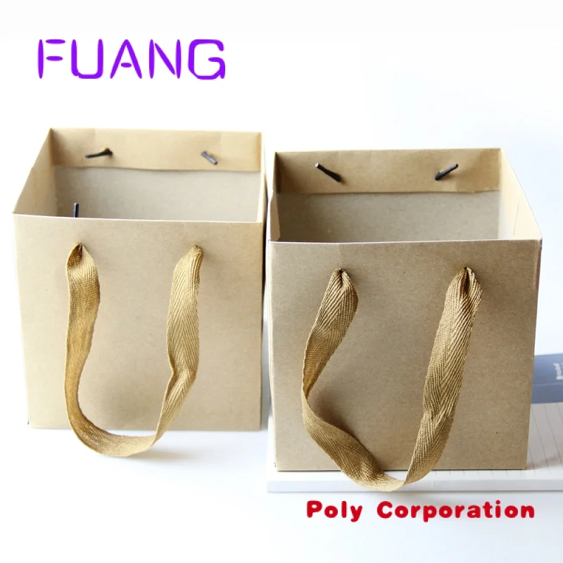 Custom large Paper Shopping Bag wide base bottom kraft paper bags