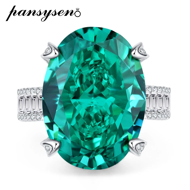 PANSYSEN Vintage in argento Sterling 925 taglio ovale 13*18MM grande smeraldo citrino anelli di pietre preziose per le donne gioielli di lusso all'ingrosso