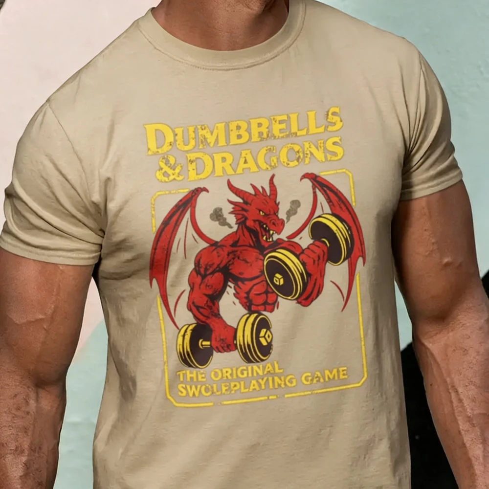 Фото Забавная футболка для спортзала с принтом D&D (Dungeons and Dragons), пародийная футболка для тренировок, винтажная футболка для мастера игры в D&D, подарок для мужчин, повседневные хлопковые топы №3