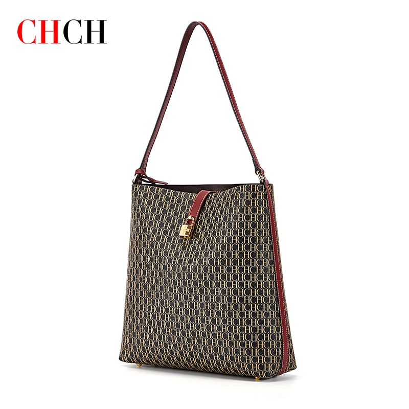 CHCH Ladies Handbag PVC 2023 Luxury Fashion Brand Designer Large Capacity Bucket Classic Shopping Travel Underarm Bag for Women