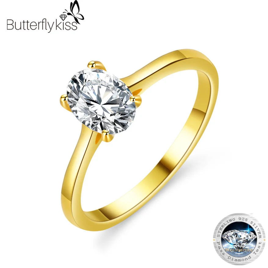 

Butterflykiss Trend Woman Oval Ring 925 Sterling Silver Moissanite Brilliant Gold Plated Party Banquet Fine Jewelry Gifts Female