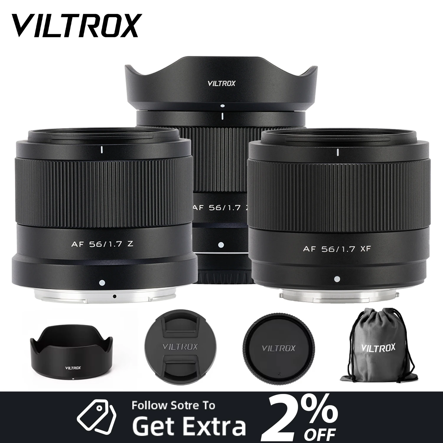 Фото Объектив Viltrox 56mm F1.7 с автофокусом для беззеркальных камер Fuji X XF X-T4 XF X-T30ii X-Pro3, Sony E, Nikon Z Z30 Z50 №2