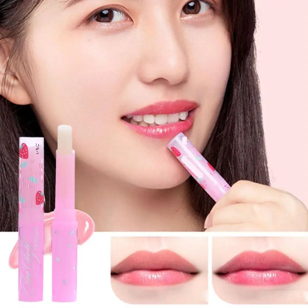 

Strawberry Lip Blam Temperature Change Lipstick Moisturizing Smooth Lip Repair Lines Care Cosmetics Fine Lips Beauty Soft F Z9R6