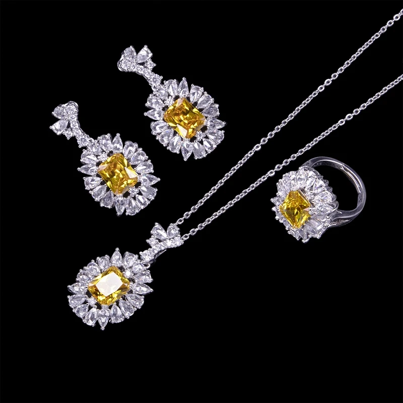 

MYFEIVO микро инкрустированные циркониевые капли 3 шт. Свадебные Ювелирные наборы ожерелье серьги кольцо для женщин XXY0008