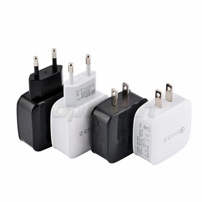 

50Pcs/lot 18W Fast Charge QC 3.0 USB Wall EU US Plug Travel Charger For iPhone 11 12 13 Mini Pro Max For Samsung Galaxy S20 S21