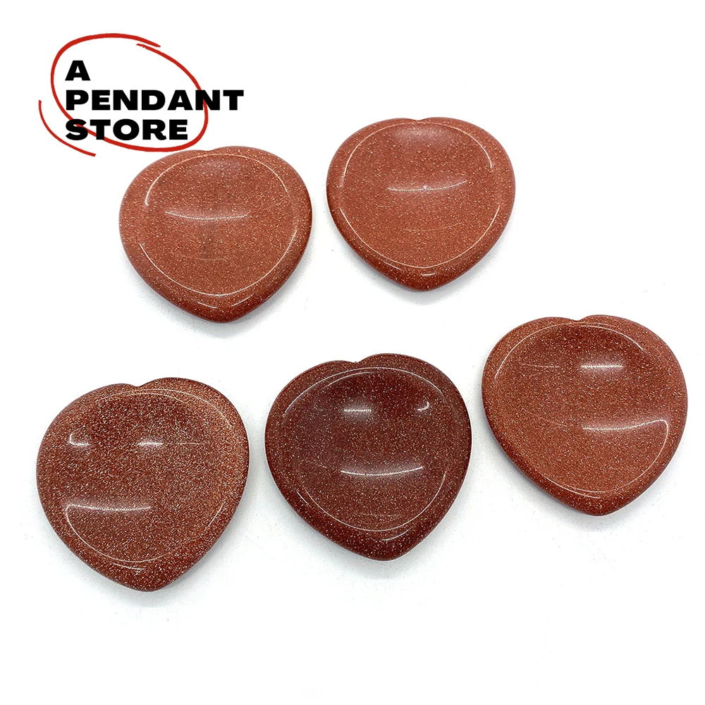 

Natural Stone Golden Sandstone Heart-shaped Massage Stone Pendant Boutique Vintage Fashion Thumb Massager Boutique Charm Gift