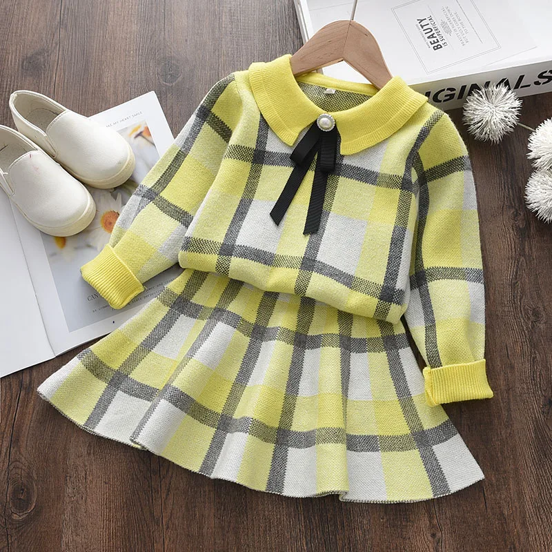 Menoea Toddler Kids Girls Clothes 2022 Autumn Winter Children Christmas Knitted Sweater Skirts Suit 2Pcs Toddler Clothing Sets