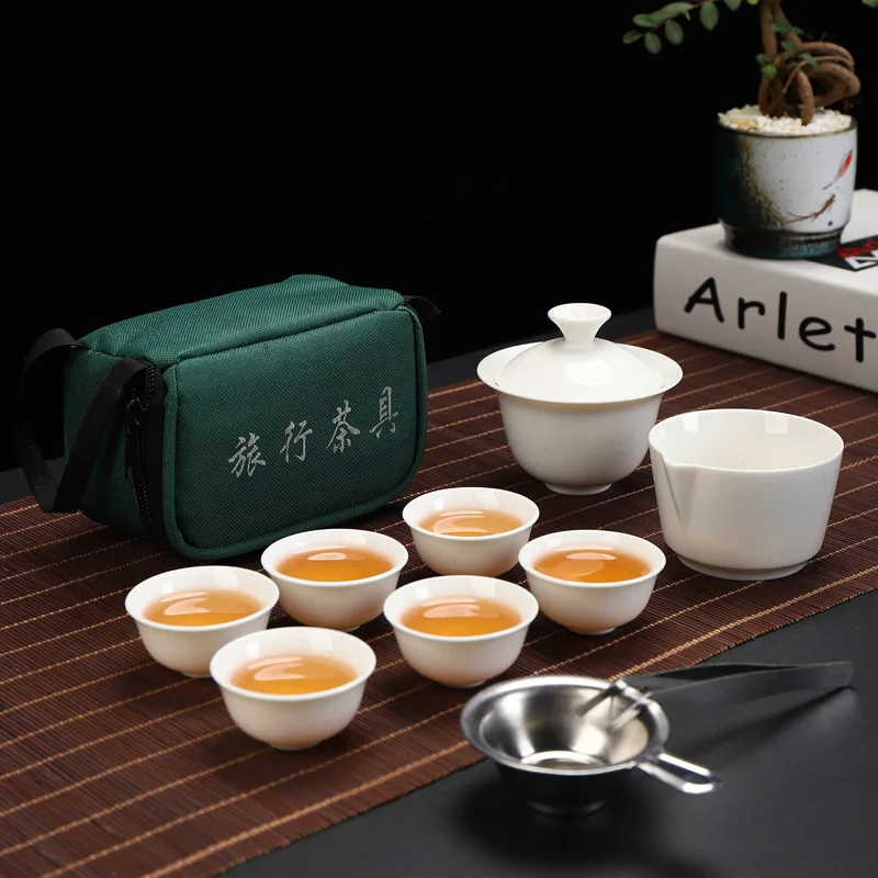 

Gaiwan Kung Tea Chinese Portable Fu Travel Tea Set Set Tea Mug Porcelain Ceremony Of Ceramic Teapot Service Cups Teacup