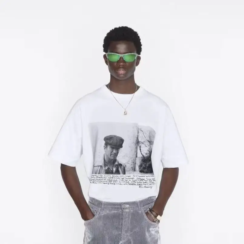 

European Station Fashion Show Photo Printed Letter Embroidered Short Sleeve Casual Man Women T-Shirts